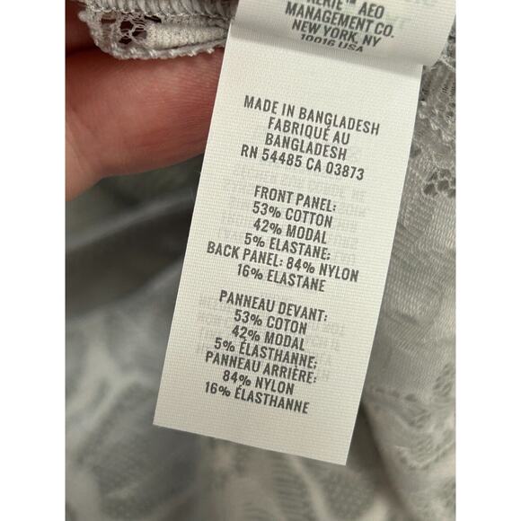 Aerie Women's Gray Stretch Holiday Best Lace Waffle Longline Bralette Bra Size M - Picture 5 of 6